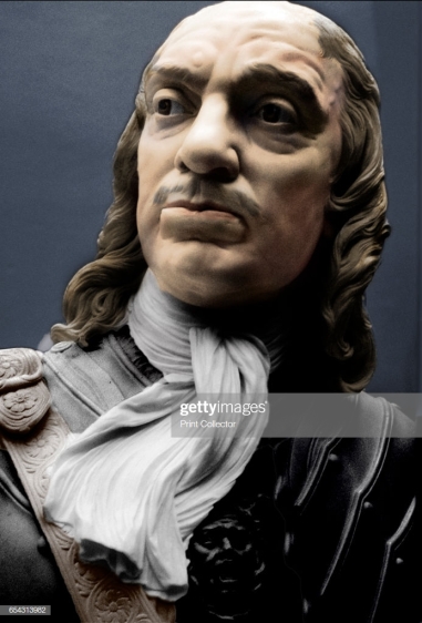 Bust of Oliver Cromwell (1599-1658), 1860. Oliver Cromwell ruled England from the time of the execution of Charles I to his death as Lord Protector. From the V&As Collection. (Colourised artwork based on an original sculpture). Artist Matthew Noble. (Photo by The Print Collector/Getty Images)